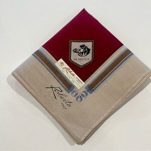 ART MEN'S HANDKERCHIEF COTTON 18" RED BLUE PLAIN LINKED CLASSIC SQUARE POCKET